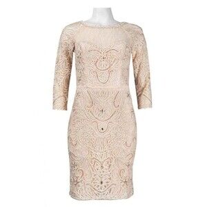 SUE WONG Lace Cocktail Evening Mother of the Bride Dress SZ 6 Blush Pink NWT